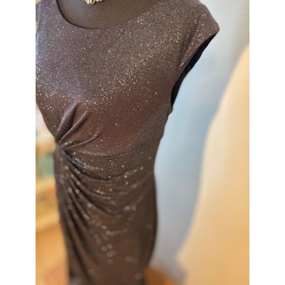 CONNECTED APPAREL Short Cap Sleeve Glitter Knit Dress in Gunmetal Sz 10 Women’s - Picture 6 of 10